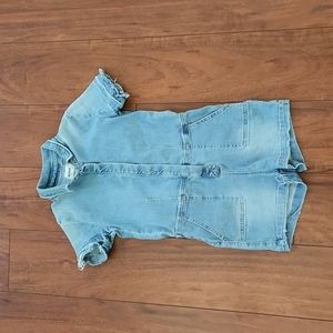 HUDSON GIRLS DENIM JUMPER BUTTON FRONT ADJUSTABLE ON BACK RAW HEM SLEEVE